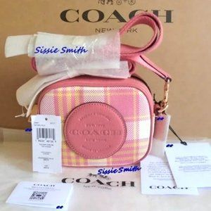 Mini Dempsey Camera Bag with Garden Plaid Print & Coach Patch